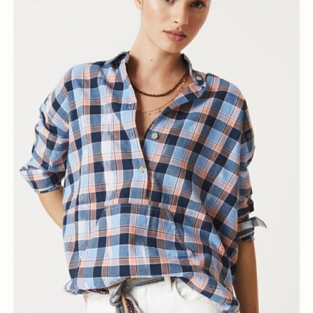 Anthropologie Pilcro Plaid Henley Tunic XS